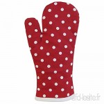 Homescapes – Pur Coton – Gant de Cuisine – À Pois – Rouge Blanc – 18 x 32 cm - Linge de Cuisine Entièrement Coordonné et Lavable - B008KLOP0C